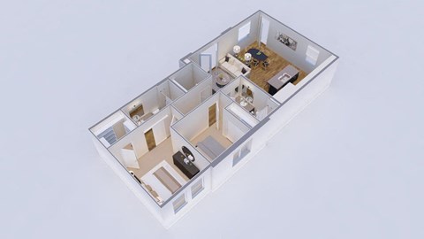 Floor plan for 2 beds, 2 baths, 1061 sqft